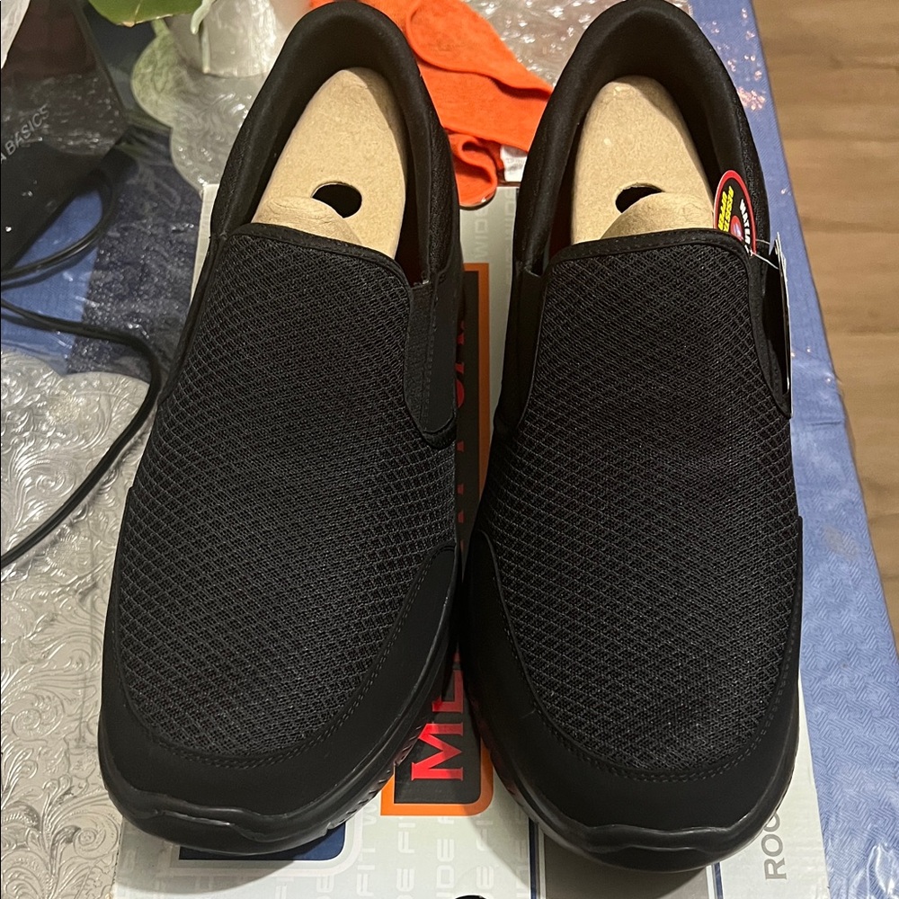 Skechers Black Mesh Slip-On Loafers
